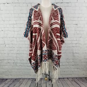 FOREVER 21 | hooded fringe cozy knit kimono